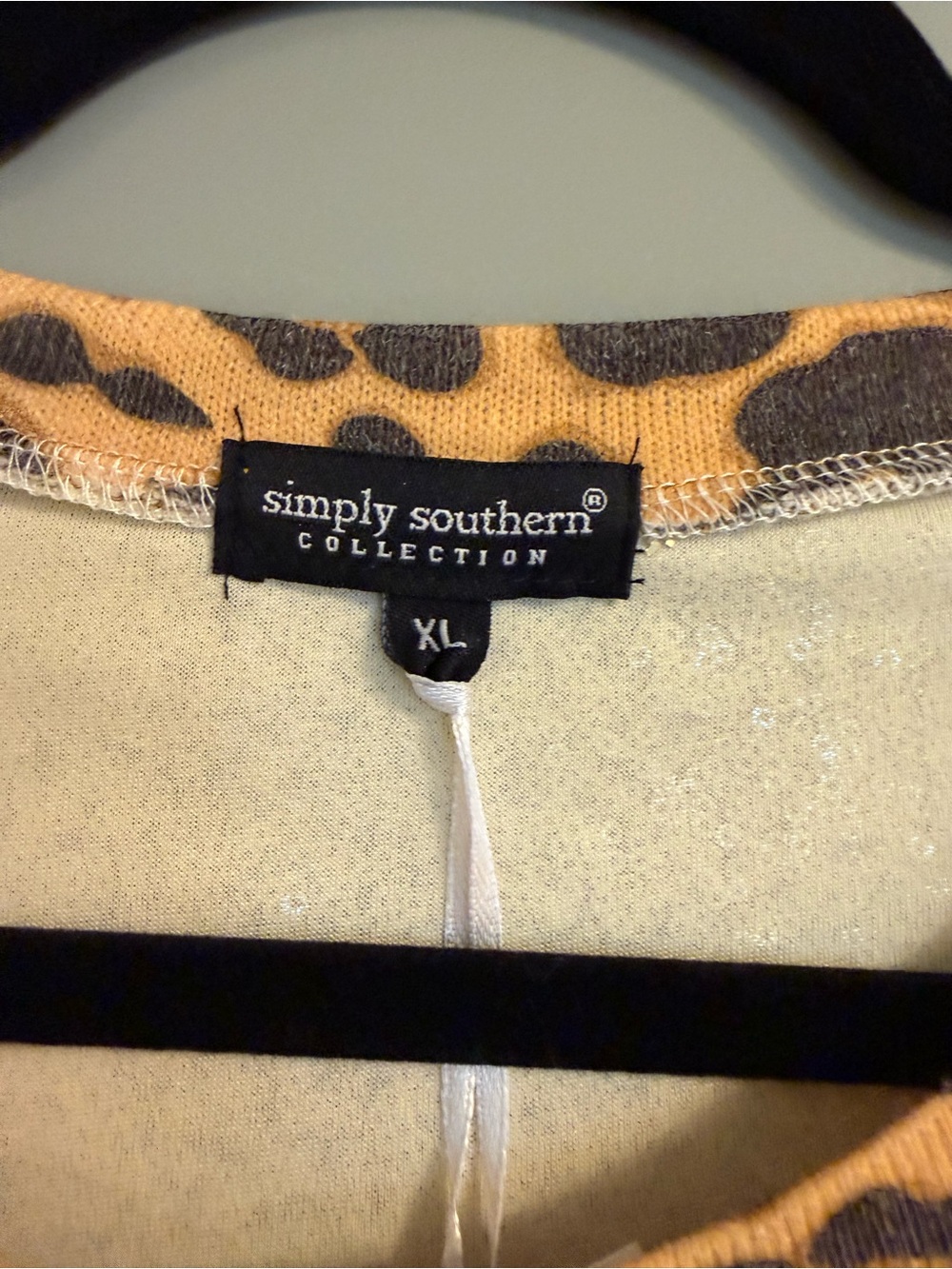 Simply Southern Leopard Print Long Sleeve Dress with Gold Sequin Shoulders - Picture 5 of 5